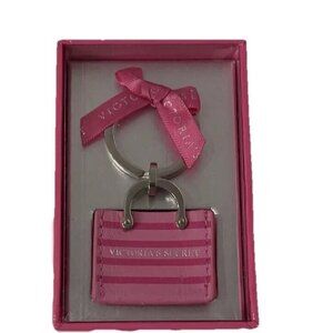 Victoria’s Secret Iconic Stripe Shopper Key Chain Ring Bag Charm Boxed